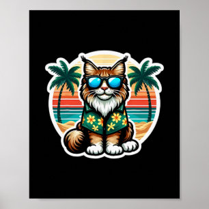 Maine Coon Kattenbezitter Zomer Vibes Vakantie Fee Poster