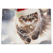 Maine Coon Kerstmis Kat In Sneeuw Groot Cadeauzakje (Voorkant)