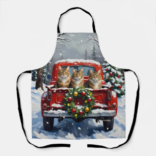 Maine Coon Kerstmis Rode Truck Vakantie Schort