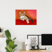 Maine Coon Kitten Cat Portrait Poster (Thuiskantoor)