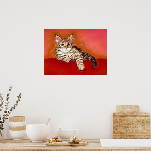 Maine Coon Kitten Cat Portrait Poster (Keuken)