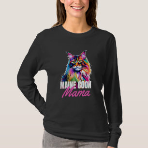 Maine Coon Mama Kleurrijke Schattigee Katteneigena T-shirt