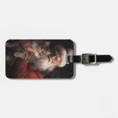Maine Coon Met Sinterklaas Feestelijke Kerstmis Bagagelabel (Voorkant horizontaal)