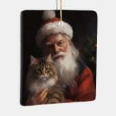 Maine Coon Met Sinterklaas Feestelijke Kerstmis Keramisch Ornament (Rechts)