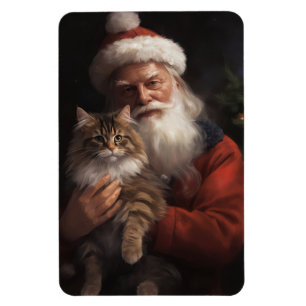 Maine Coon Met Sinterklaas Feestelijke Kerstmis Magneet