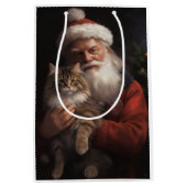 Maine Coon Met Sinterklaas Feestelijke Kerstmis Medium Cadeauzakje (Voorkant)