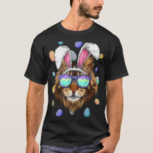 Maine Coon Paashaar Konijn Oor Kat Paaseieren Jach T-shirt