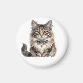 Maine Coon Punk Cat Round Magnet (Devant)