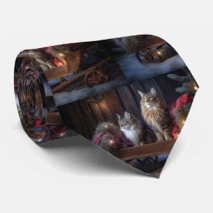 Maine Coon Sneeuw Sleebellsen Kerst Decor Stropdas