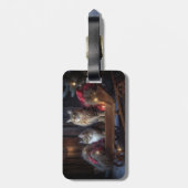 Maine Coon Snowy Sleigh Kerst Decor Bagagelabel (Achterkant verticaal)