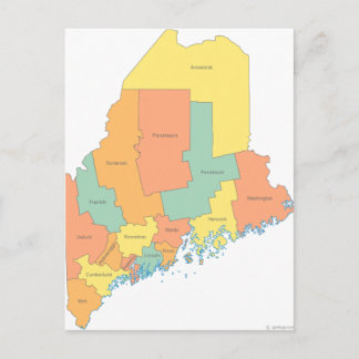 Maine County Map Briefkaart