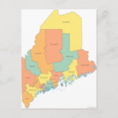 Maine County Map Briefkaart (Voorkant)