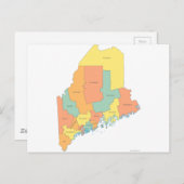 Maine County Map Briefkaart (Voorkant / Achterkant)