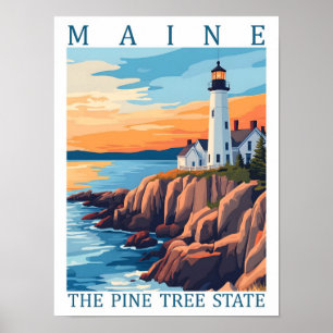 Maine de dennenboom staat USA reis plaats Poster