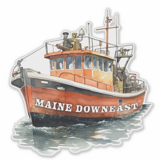Maine Downeast Boat Vist Sticker (Voorkant)