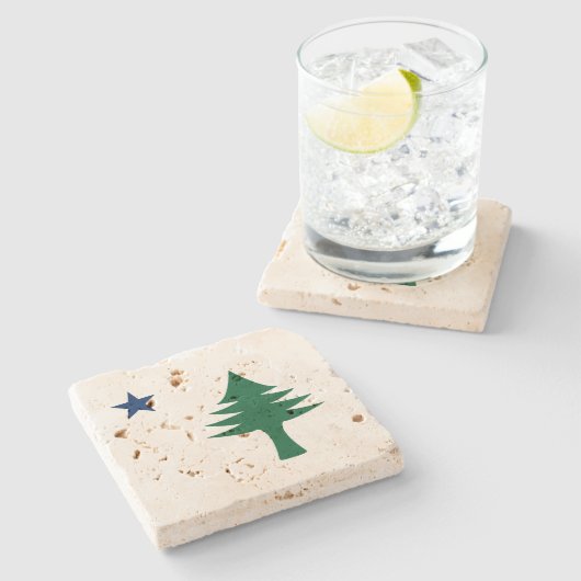 Maine Flag 1901 Stenen Onderzetter (Zijkant)