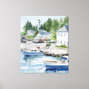 Maine Harbour New Jersey Waterverf Kunst Canvas Afdruk
