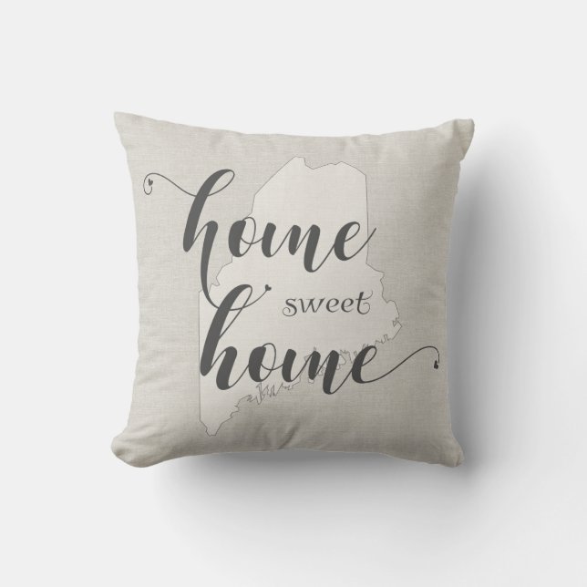 Maine - Home Sweet Home burlap-look Kussen (Voorkant)