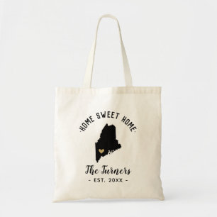 Maine Home Sweet Home Familie Monogram Tote Bag