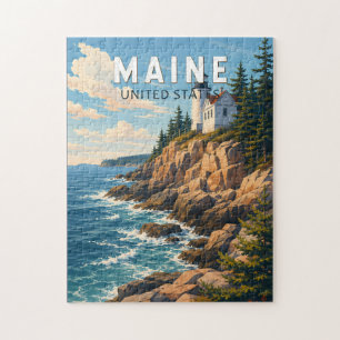 Maine Illustratie Reis Kunst Vintage Legpuzzel
