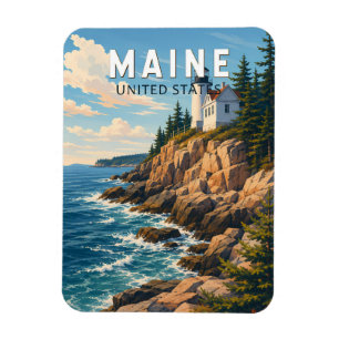 Maine Illustratie Reis Kunst Vintage Magneet