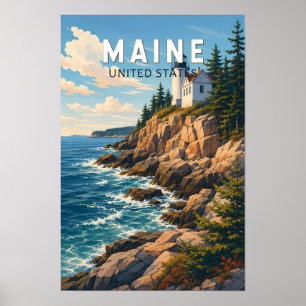 Maine Illustratie Reis Kunst Vintage Poster