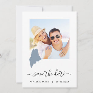 Maine Landkaart Foto Trouwkaart Save the Date Kaar