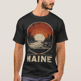 Maine Landschap Japanse Rode Zon Reizen Kunst T-shirt
