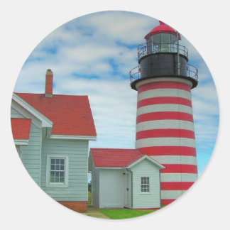 Maine Lighthouse 27 Ronde Sticker
