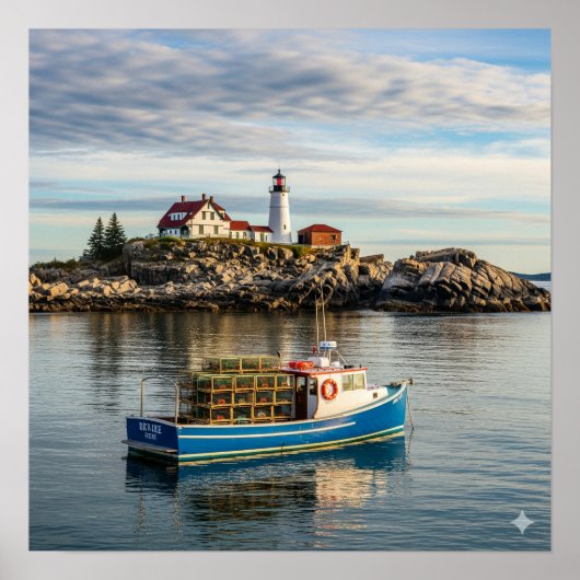 Maine Lighthouse Island Poster (Voorkant)