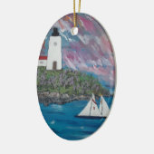 Maine Lighthouse Painting Keramisch Ornament (Links)