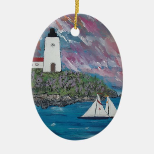 Maine Lighthouse Painting Keramisch Ornament (Voorkant)