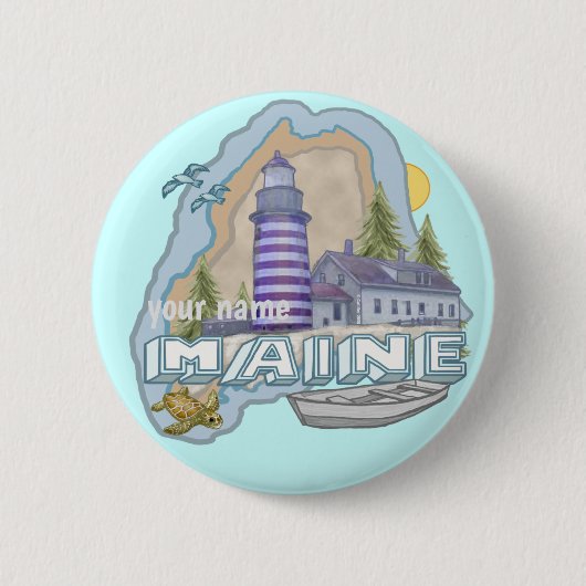 Maine Lighthouse pin-knop Ronde Button 5,7 Cm (Voorkant)