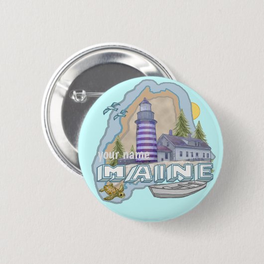 Maine Lighthouse pin-knop Ronde Button 5,7 Cm (Voorkant /achterkant)
