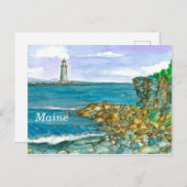Maine Lighthouse Rocks Calm Ocean Briefkaart (Voorkant / Achterkant)