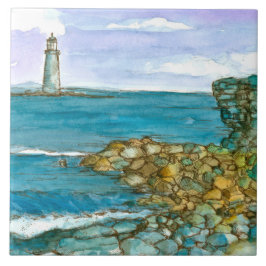 Maine Lighthouse Rocky Coastline Ocean Tegeltje