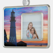 Maine Lighthouse Verzilverd Kader Ornament (Links)