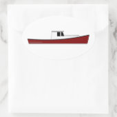 Maine Lobster Boat Ovale Sticker (Tas)