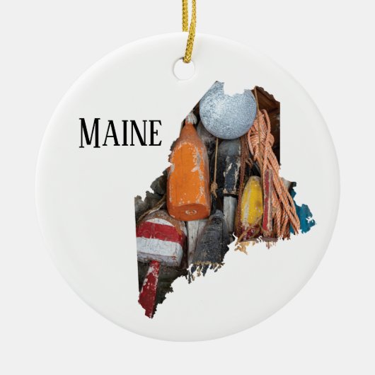 Maine Lobster Buoys Keramisch Ornament (Voorkant)