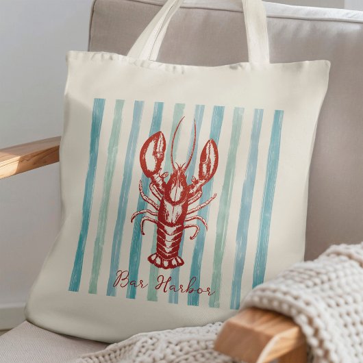 Maine Lobster Coastal Blue Stripes Tote Bag