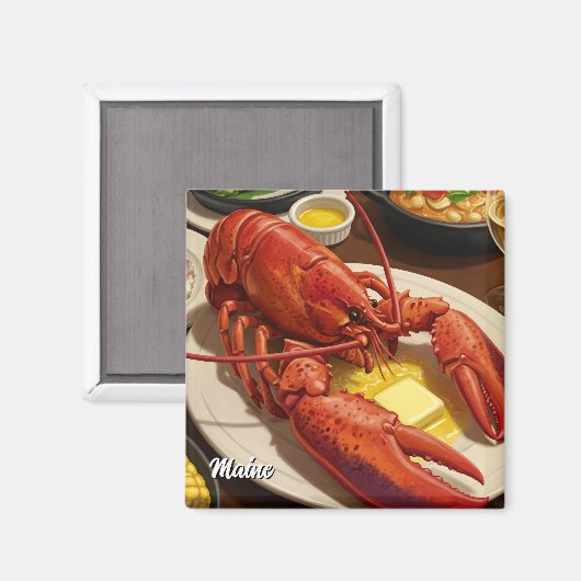 Maine Lobster Dinner Magnet Magneet (Voorkant / Achterkant)