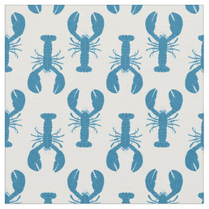 Maine Lobsters Coastal Pattern in Blue and White Stof