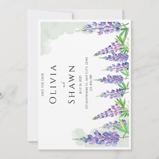 Maine lupin Wedding Save the Date Invitation (Devant)
