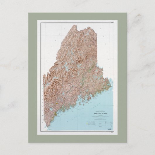 Maine Map (1977) Briefkaart (Voorkant)