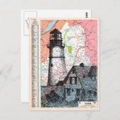 Maine Map Art Briefkaart (Voorkant / Achterkant)