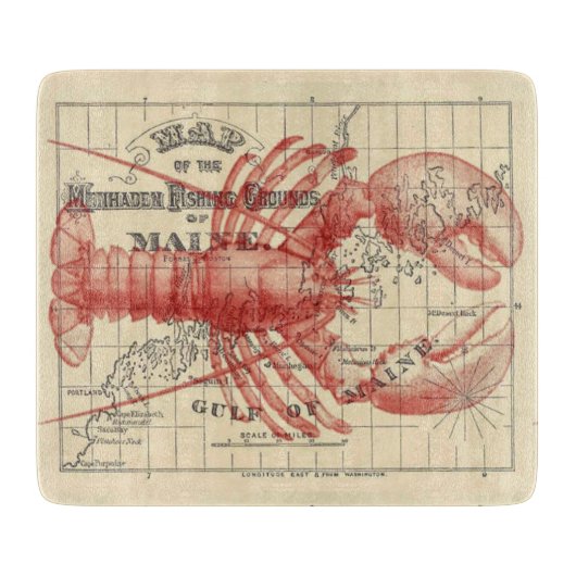  Maine Map met Lobster Cutting Board Snijplank (Voorkant)
