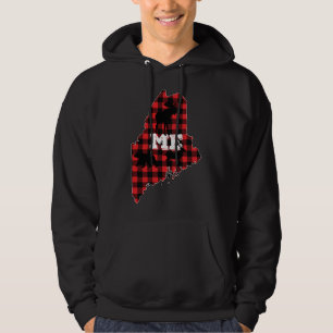 Maine ME State Red Pset Fill Moose Hunting Christu Hoodie