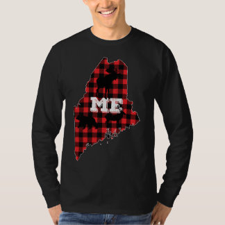 Maine ME State Red Pset Fill Moose Hunting Christu T-shirt