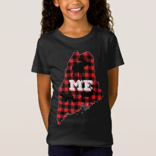 Maine ME State Red Pset Fill Moose Hunting Christu T-shirt