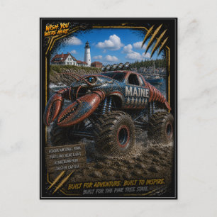 Maine Monster Truck Off Road Kunst Ansichtkaart Briefkaart